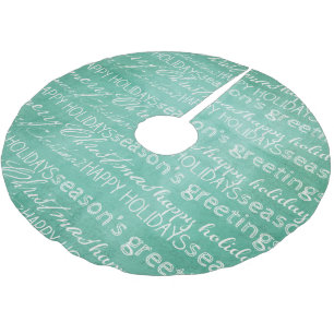 Weiße auf Aqua-Typografie-Weihnachtsbaumdecke Polyester Weihnachtsbaumdecke
