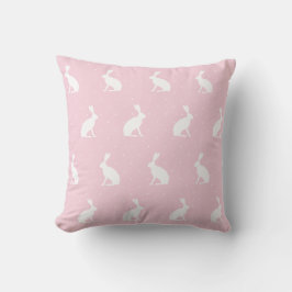 Weiße, aufrechte Bunnies Muster. Girly Pink Kissen