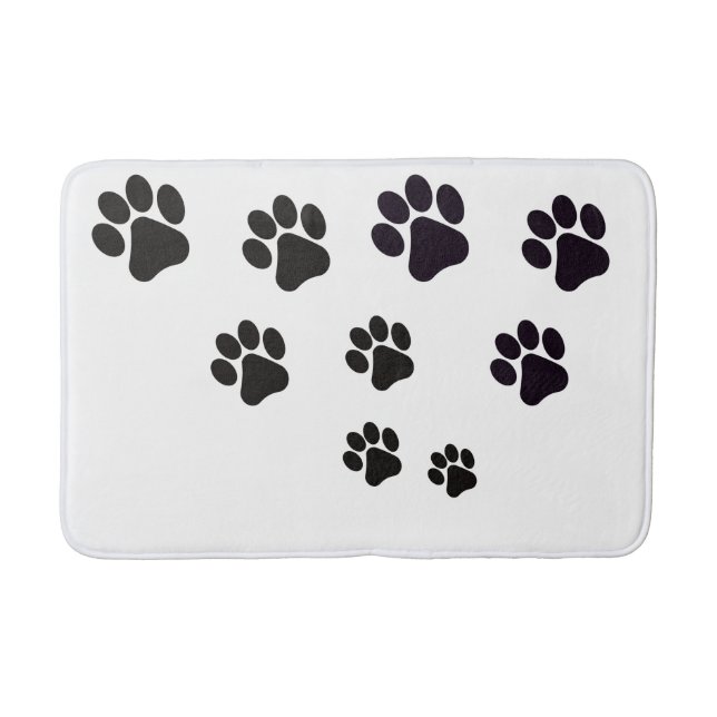 Weiße Badmatte mit adorable Paw Prints Badematte (Vorderseite)