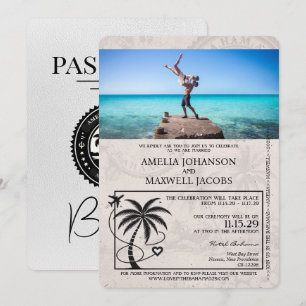 Weiße Bahamas Reisepass Hochzeitseinladung Einladung