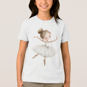 Weiße Ballerina Schwanensee Aquarell Goldene Stern Tri-Blend Shirt