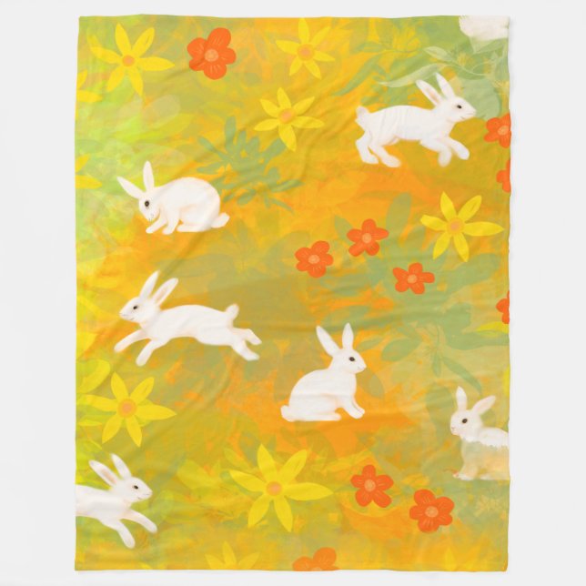 Weiße Bände auf einer Blume eingereicht Fleecedecke (Vorderseite)