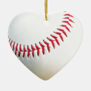 Weiße Baseball mit roter Naht Keramik Ornament