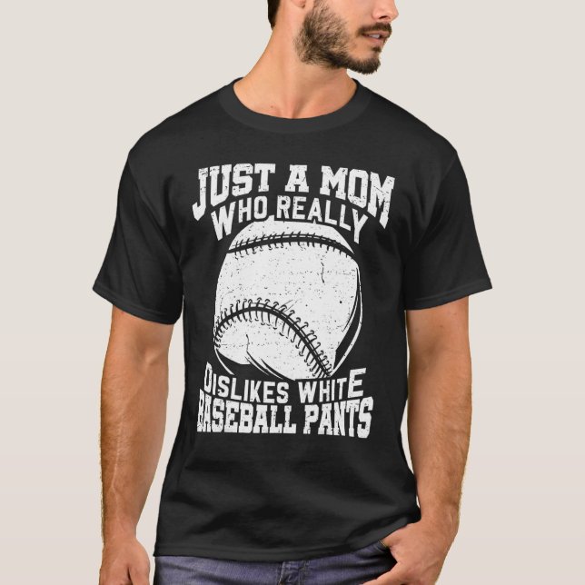 Weiße Baseball Pants Mama Softball T-Shirt (Vorderseite)