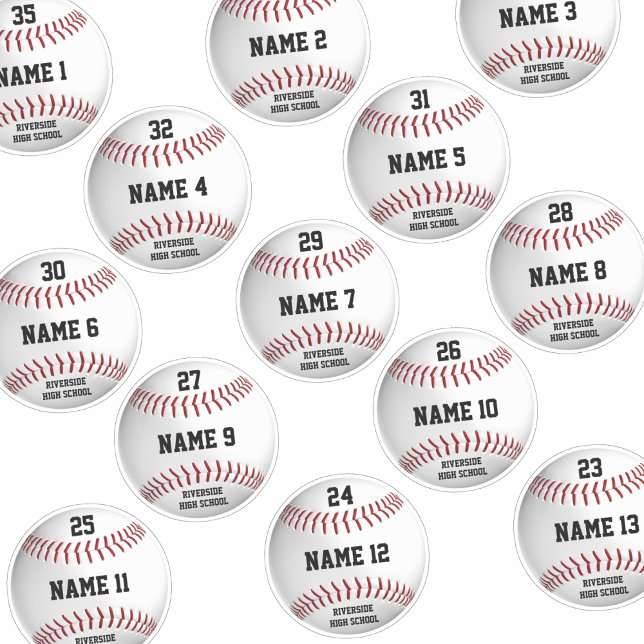 weiße Baseballs Set 13 personalisierte Spielername Aufkleber (Von Creator hochgeladen)