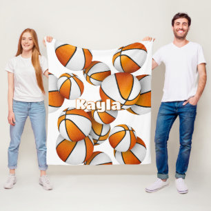 Weiße Basketbällchen in Orangetönen - die Einricht Fleecedecke