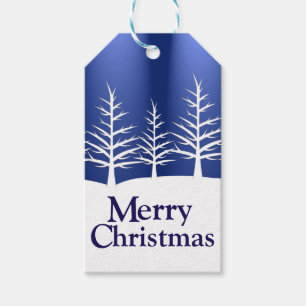 Weiße Baum-Silhouetten Geschenkanhänger