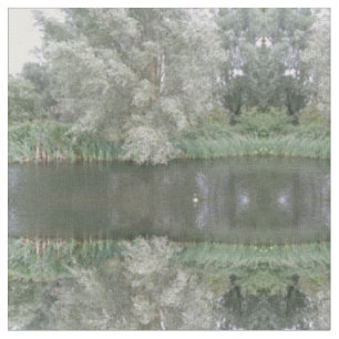 Weiße Baum- und Flusslandschaft gemustertes Stoff