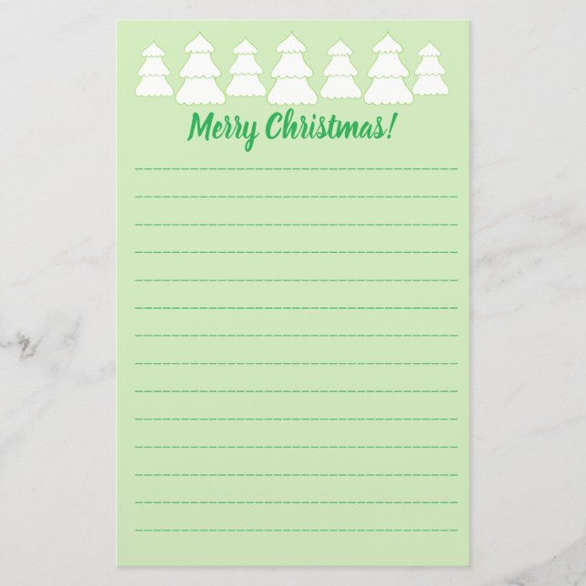 Weiße Bäume Frohe Weihnachtslieder Stationery Briefpapier (Vorderseite)