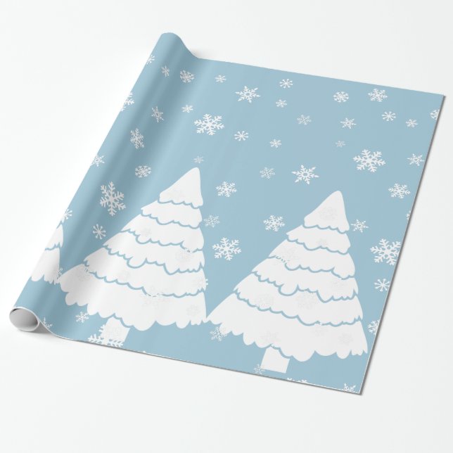 Weiße Bäume Geschenkpapier (Ungerollt)