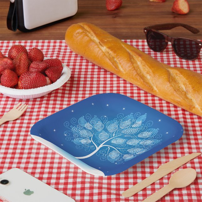 Weiße Bäume im Schnee Pappteller (Von Creator hochgeladen)