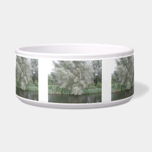 Weiße Bäume und Flusslandschaft Dog Bowl Napf