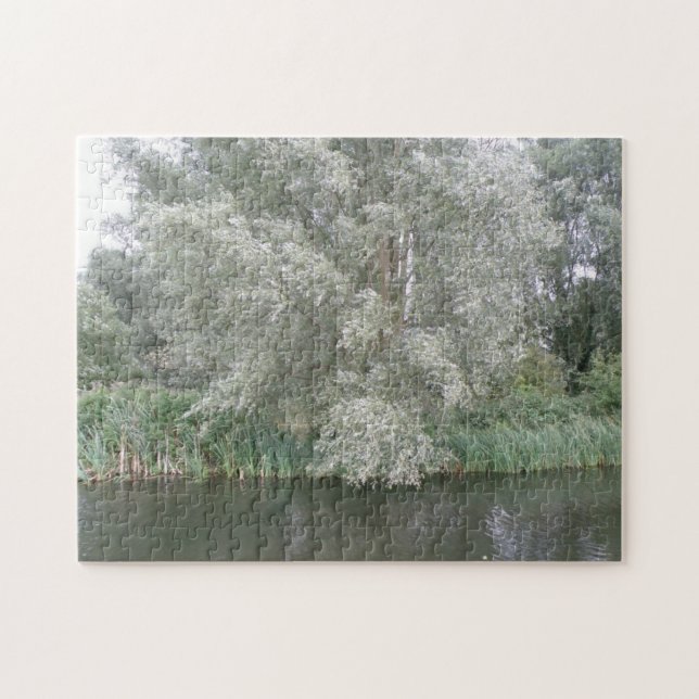 Weiße Bäume und Flusslandschaftsrätsel Puzzle (Horizontal)