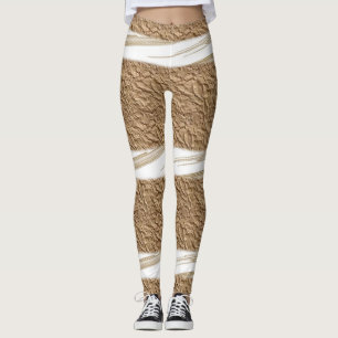 Weiße & Beige Leggings Lang