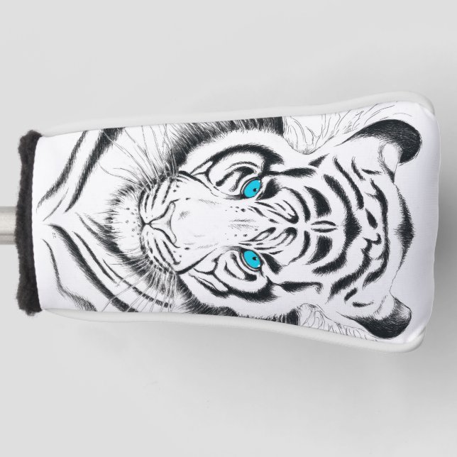 Weiße bengalische Tiger-Tinten-Kunst Golf Headcover (Vorderseite)