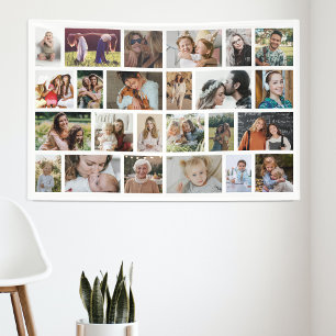 Weiße benutzerdefinierte 24-Foto-Collage-Party Banner