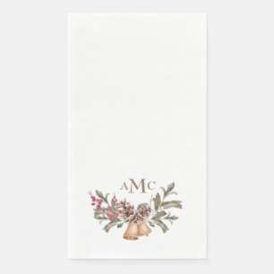 Weiße benutzerdefinierte Monogramm-Weihnachtsglock Serviette