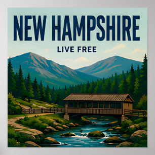 Weiße Berge in New Hampshire, New England Reise Poster