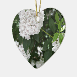 Weiße Berglorbeer sternförmige Blüten Keramik Ornament