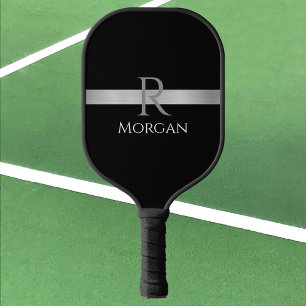 Weiße Bezeichnung & graue Monogramm, Silberne Bar Pickleball Schläger