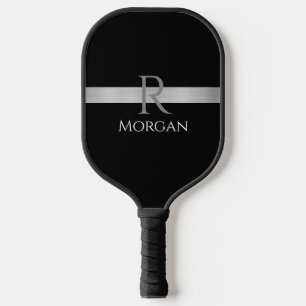 Weiße Bezeichnung & graue Monogramm, Silberne Bar Pickleball Schläger