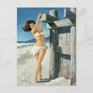Weiße Bikinis am Strand Postkarte