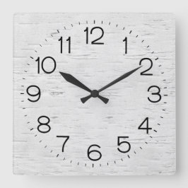 Weiße Birke Quadratische Wanduhr
