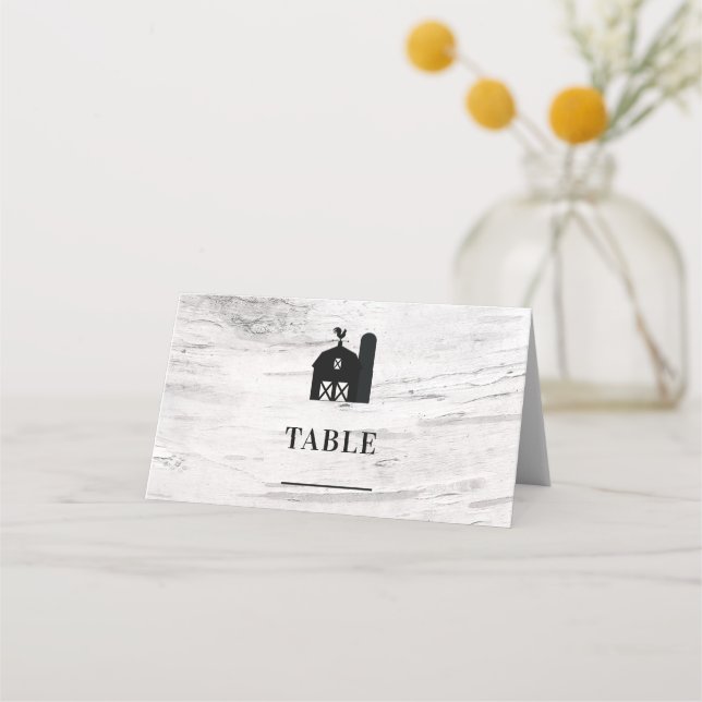 Weiße Birke Rustikaler Bauernhof Hirschantler Platzkarte (Vorderseite)