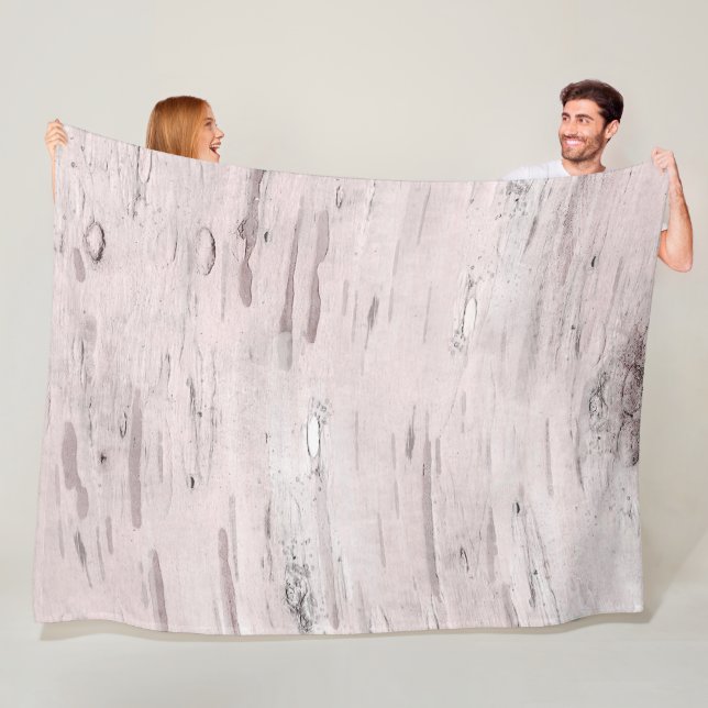 Weiße Birkenbaum Holz Rustikaler Stallbaum Chic Fleecedecke (Beispiel)