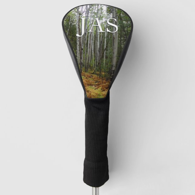 Weiße Birkenbäume und Herbst-Fernen am Rocky Mount Golf Headcover (Vorderseite)
