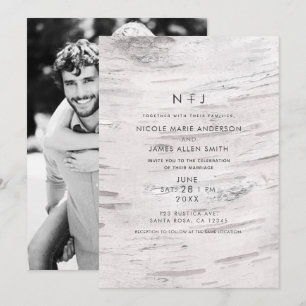 Weiße Birkenholz-Rustikal-Scheune Moderne Foto-Hoc Einladung