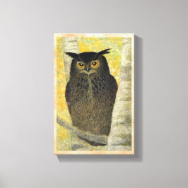 Weiße Birne und Horned Owl Katsuda Yukio Vogelkuns Leinwanddruck