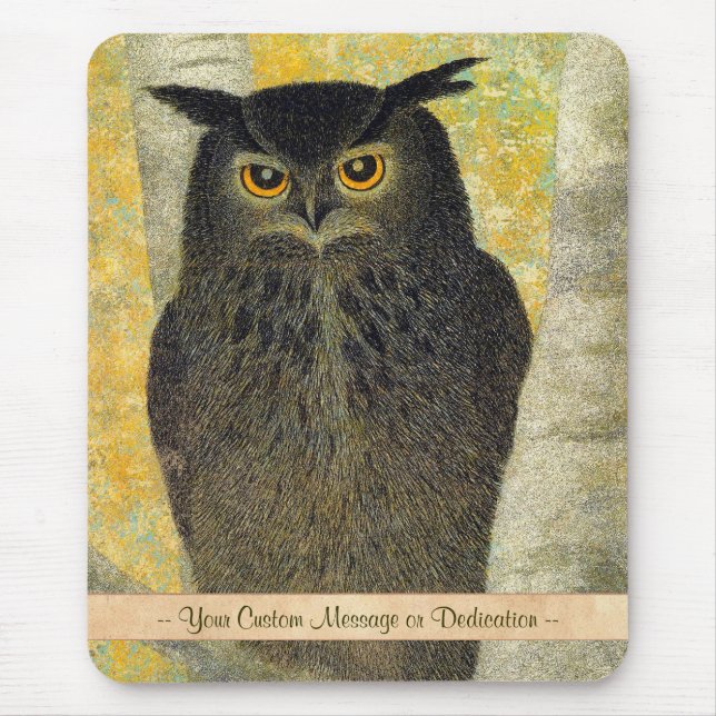 Weiße Birne und Horned Owl Katsuda Yukio Vogelkuns Mousepad (Vorne)