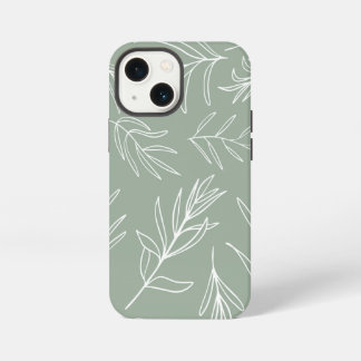 Weiße Blätter auf Case-Mate iPhone-Hülle in Salbei iPhone 13 Mini Hülle