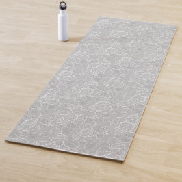 Weiße Blätter auf Silbergrau Yogamatte