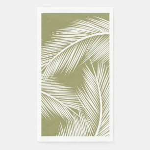 Weiße Blätter aus der Palme auf grünem Hintergrund Serviette