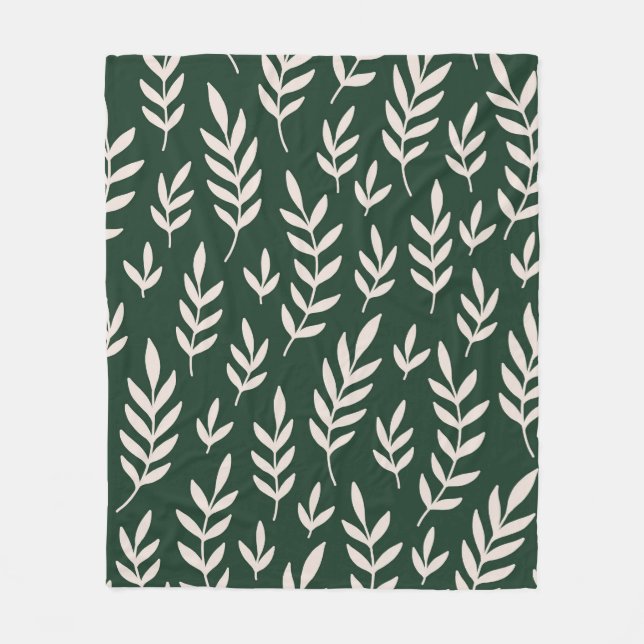 Weiße Blätter Fleece Blanket (Vorderseite)