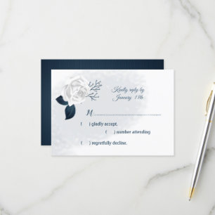 weiße Blätter für Blume und Marine RSVP Karte