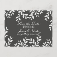 Weiße Blätter & Grau Moderne botanische Postkarte