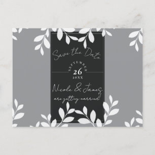 Weiße Blätter Modern Botanical Save the Date Ankündigungspostkarte