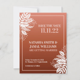 Weiße Blätter, Rot Terracotta Save The Date