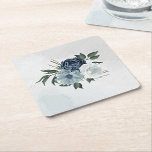 weiße & blaue Blumenhochzeit Rechteckiger Pappuntersetzer