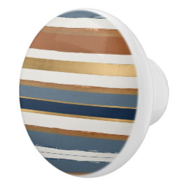 Weiße blaue goldene und kupferne horizontale Strei Keramikknauf