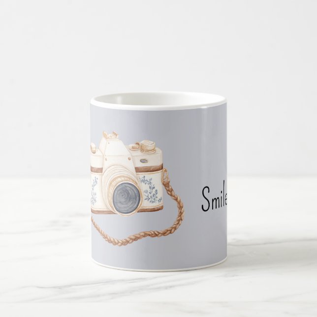 Weiße Blaue Kamera Kaffeetasse (Mittel)