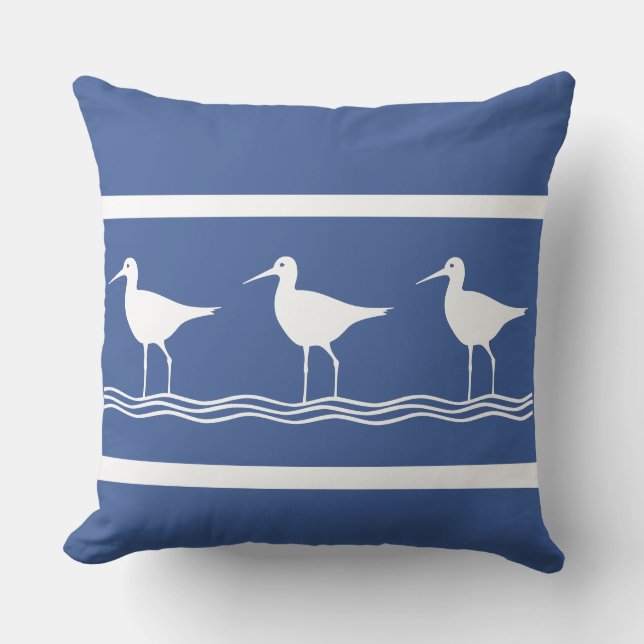 Weiße blaue Sandfänger auf weißem PILLOW Kissen (Vorderseite)