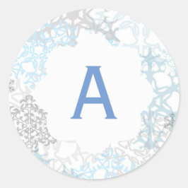 Weiße/blaue Schneeflocken - Circle Sticker
