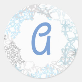 Weiße/blaue Schneeflocken - Circle Sticker