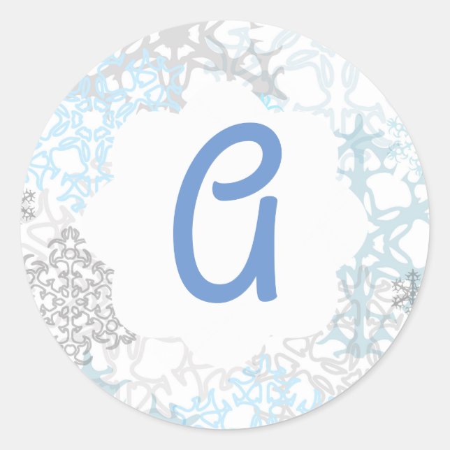 Weiße/blaue Schneeflocken - Circle Sticker (Vorderseite)