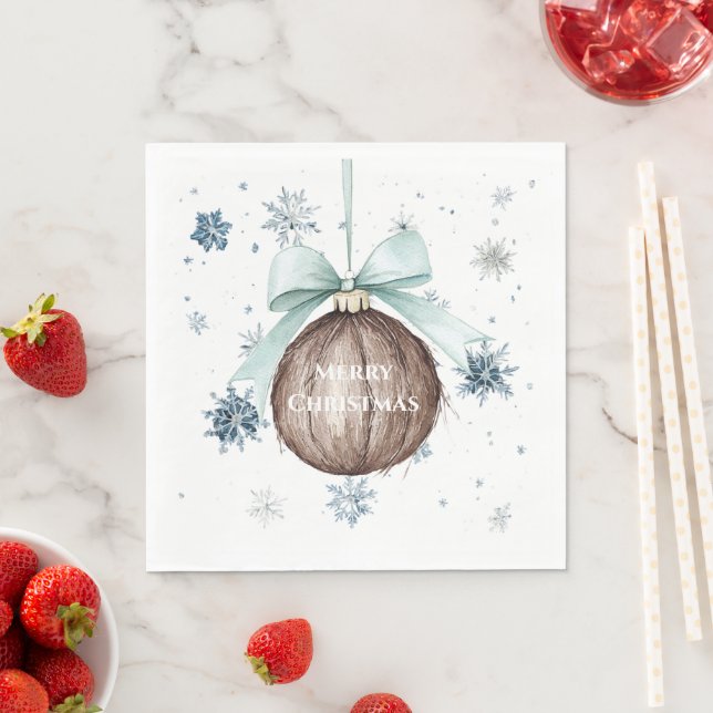 Weiße blaue Schneeflocken Weihnachts-Kokosnuss-Sch Serviette (Beispiel)