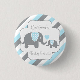 Weiße, blaue und graue Stripe Elephant Baby Boy Du Button